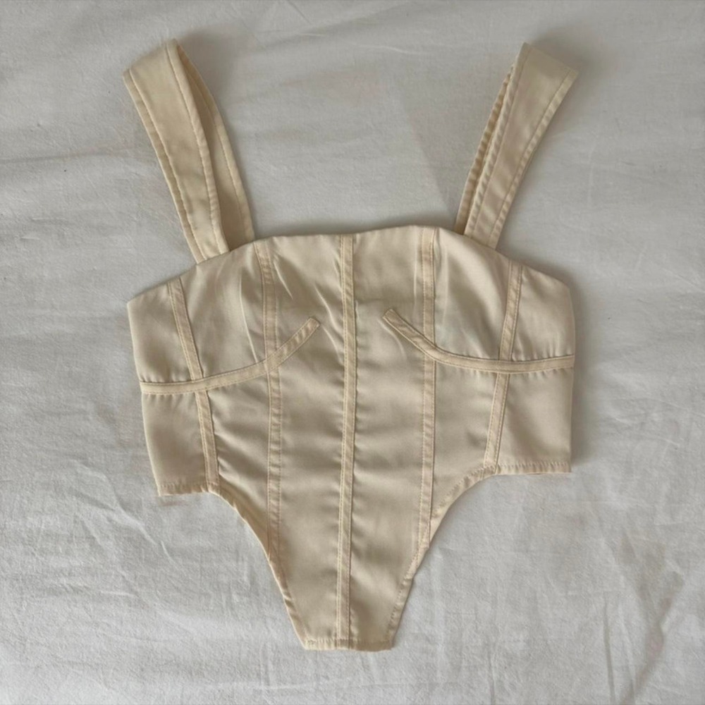 PLT butter yellow cropped corset